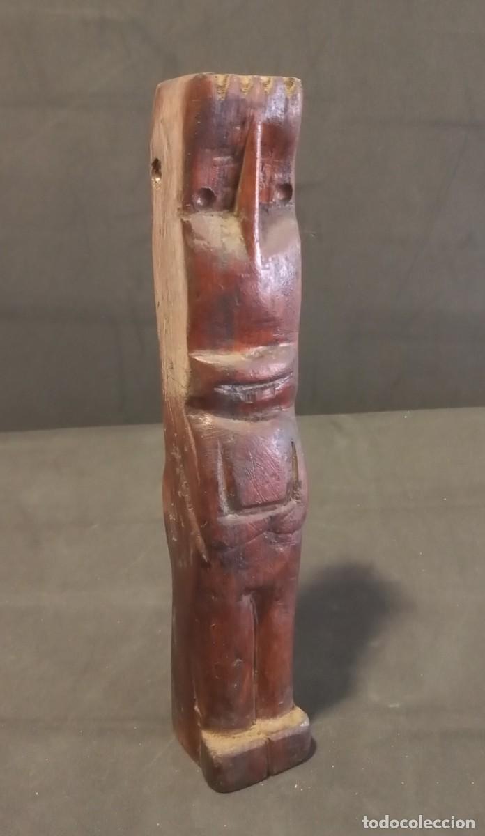 Arte: ESCULTURA T&Oacute;TEM TRIBAL MADERA TALLADA A MANO 1985