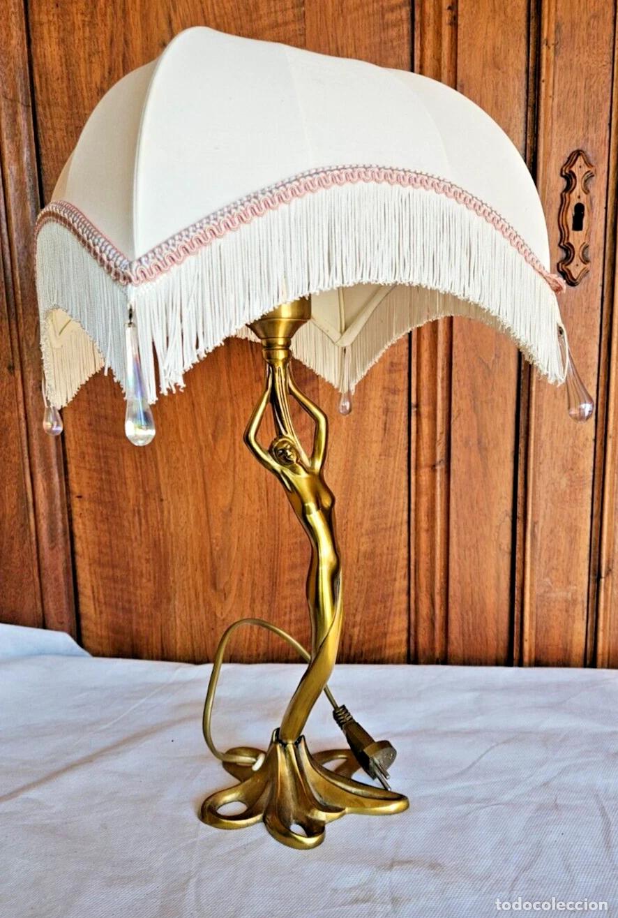 Arte: STYLE ART DECO LAMPE BUREAU CHEVET FEMME NUE EN BRONZE SIGNEE PAUL LUCAS