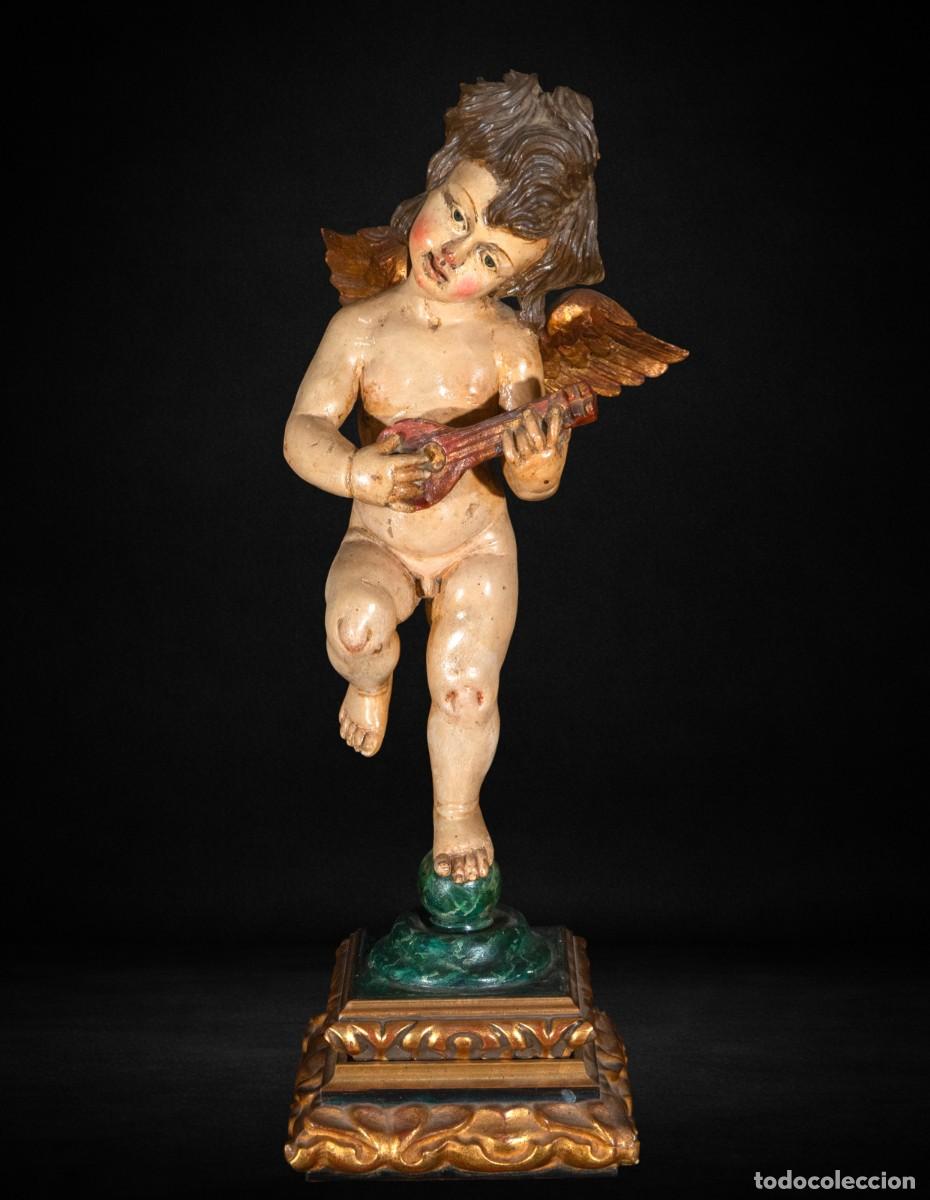 Arte: Talla original de Enrique Orejudo Alonso &ndash; &Aacute;ngel m&uacute;sico en madera policromada