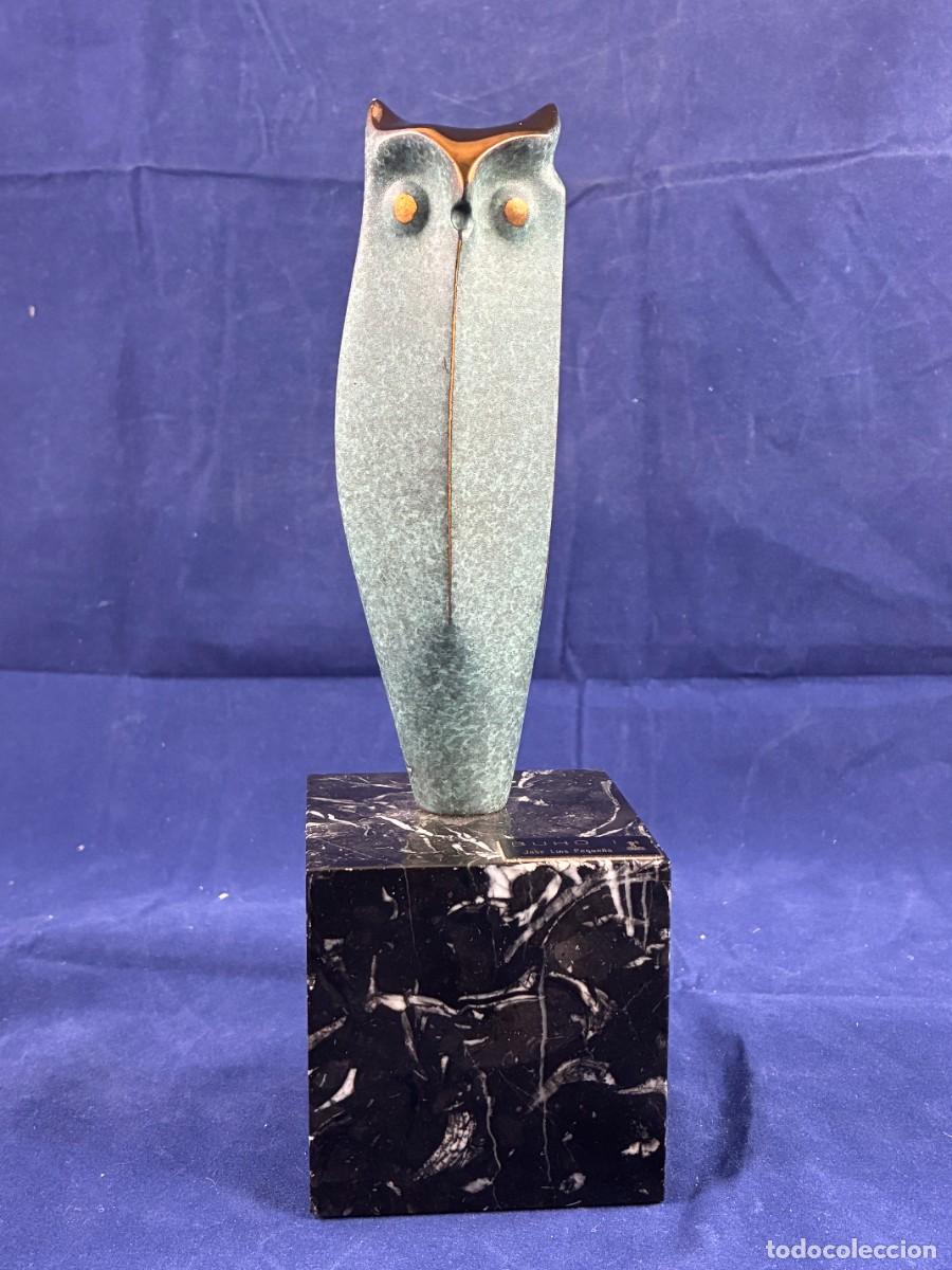 Arte: Escultura B&uacute;ho I Jos&eacute; Luis Peque&ntilde;o Bronce Patinado M&aacute;rmol It&aacute;lica Siglo XX Muy Bueno
