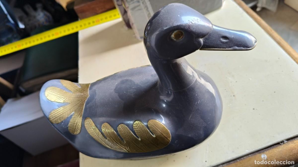 Arte: Sculpture bronze et &eacute;tain d un canard 1950
