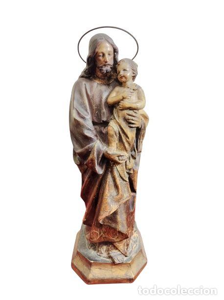 Arte: SAN JOS&Eacute; CON EL NI&Ntilde;O JES&Uacute;S. TALLA EN MADERA POLICROMADA. ESPA&Ntilde;A. SIGLO XIX.