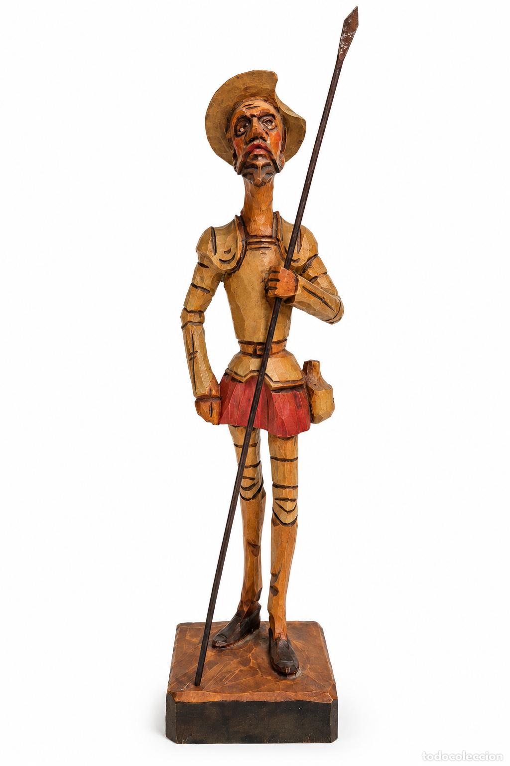 Arte: Escultura Don Quijote - Talla de Madera Policromada - Altura 25 cm
