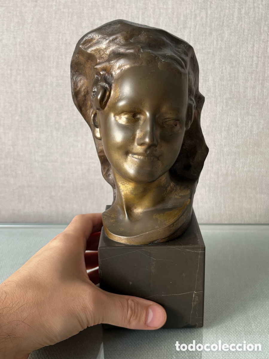 Arte: Escultura de bronce Art Nouveau - Con sello de fundici&oacute;n de Portugal
