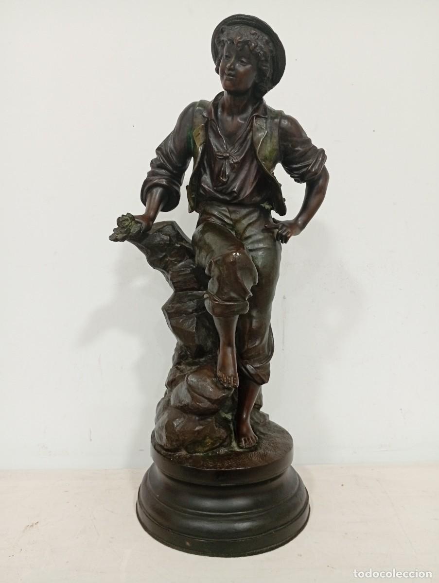 Arte: Escultura &ldquo;Hombre joven&rdquo;, bronce patinado, Eutrope Bouret, circa 1880 &ndash; Francia