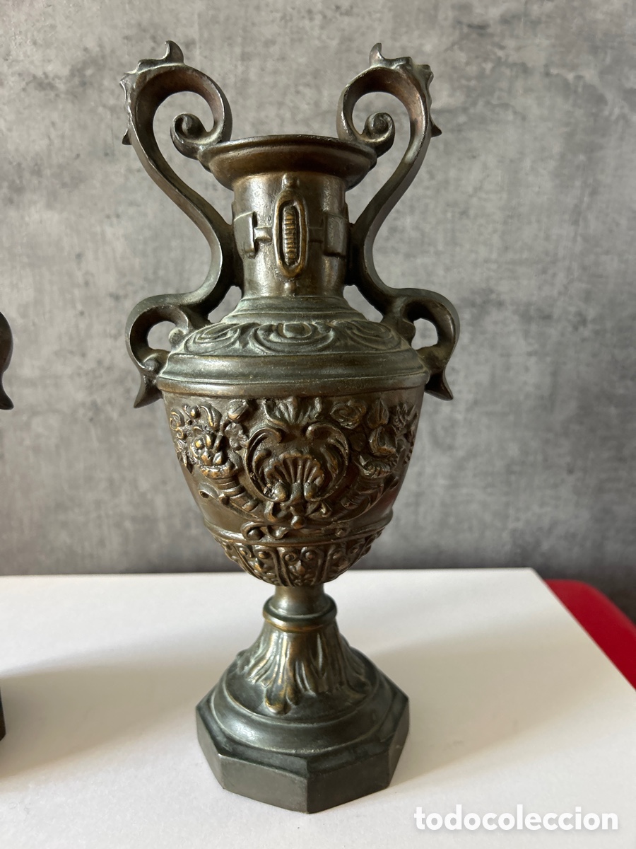 Arte: 2 Preciosos Jarrones de Bronce - Foto 4