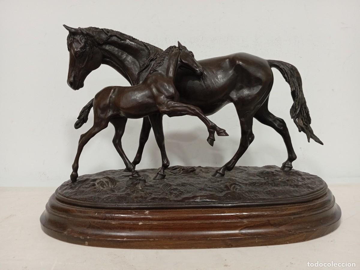 Arte: Escultura bronce Yegua y potro. Firmada &Aacute;ngel - Fidias fundidores