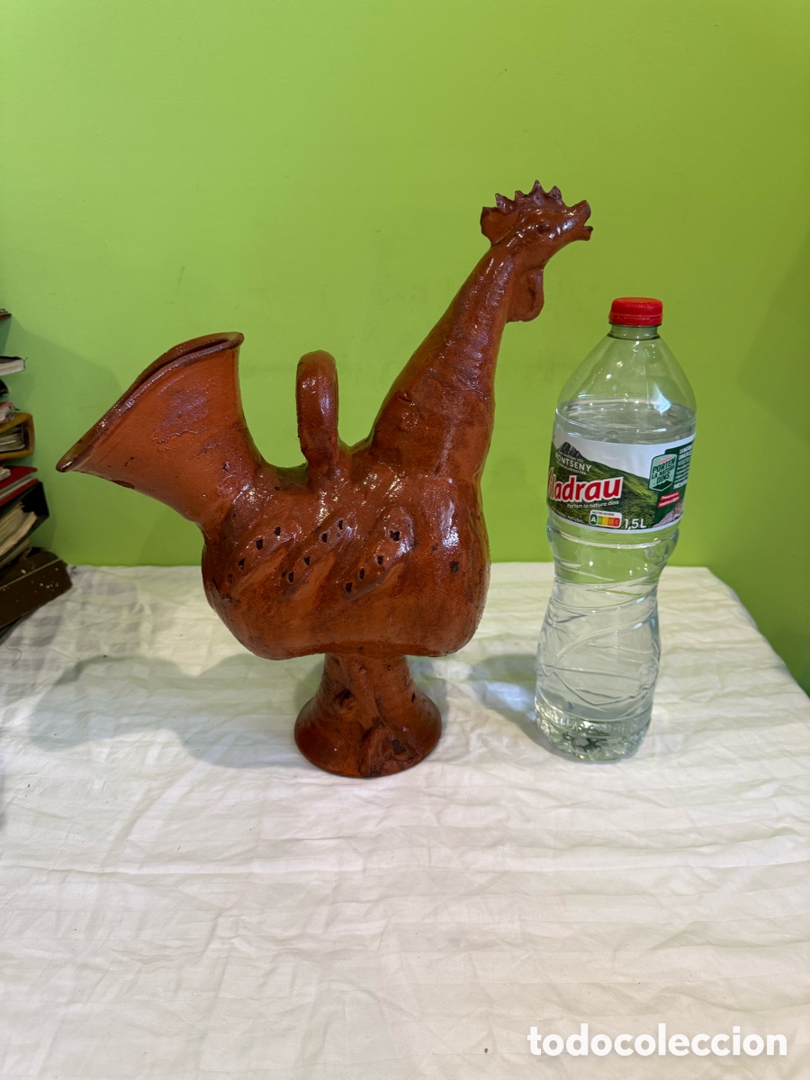 Arte: Antiguo y curioso botijo de gallo en terracota vidriada &ndash; alfarer&iacute;a popular espa&ntilde;ola siglo XX