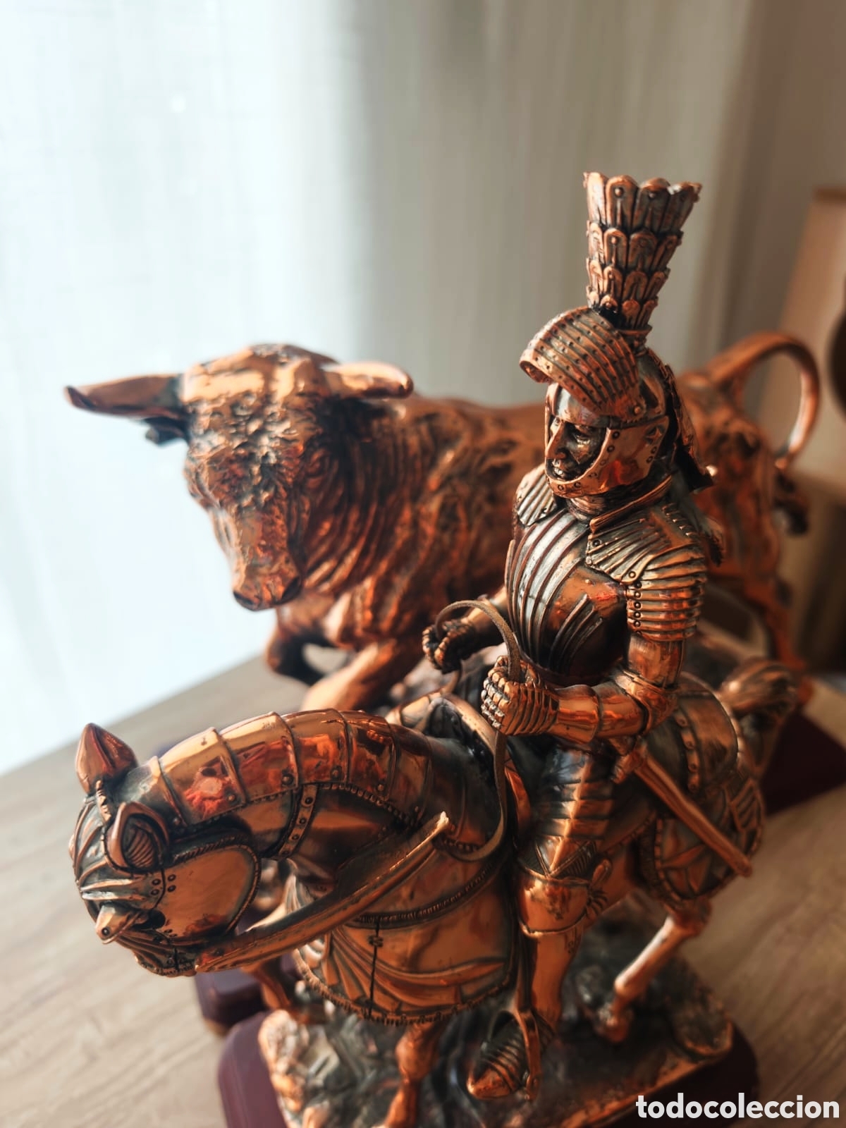 Arte: Esculturas Toro y Jinete Cromadas Tipo Cobre. Figuras de decoraci&oacute;n grandes y pesadas.