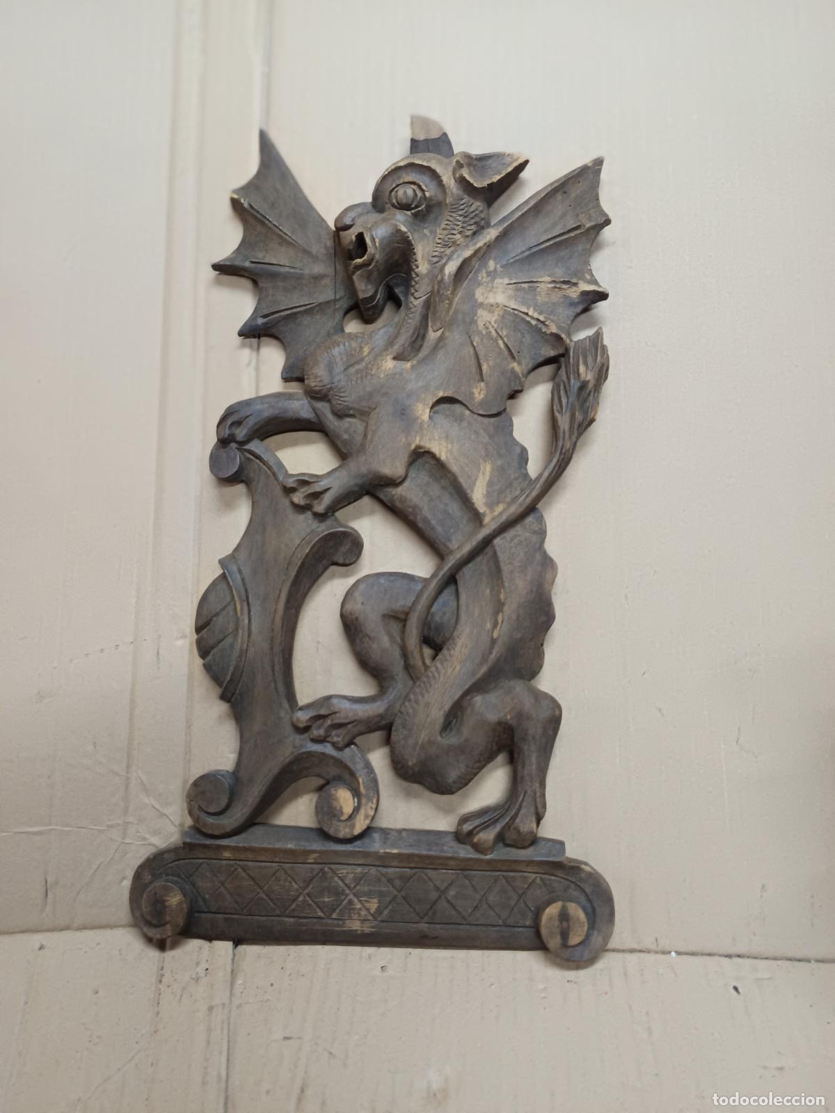 Arte: ANTIGUA TALLA DE DRAGON EN MADERA, PARA DECORAR PUERTAS O MUEBLES, SIGLO XIX,