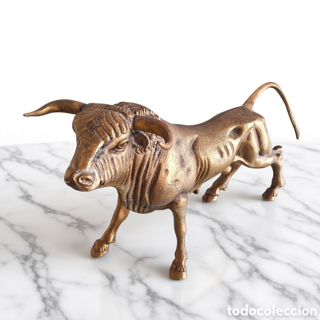 Arte: Gran escultura de Toro en bronce cincelado vintage