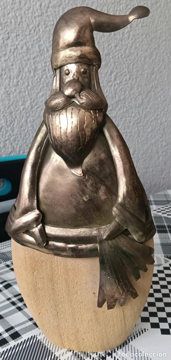 Arte: Escultura Pap&aacute; Noel Artesanal - Forja de Autor Metal y Madera. 29cm