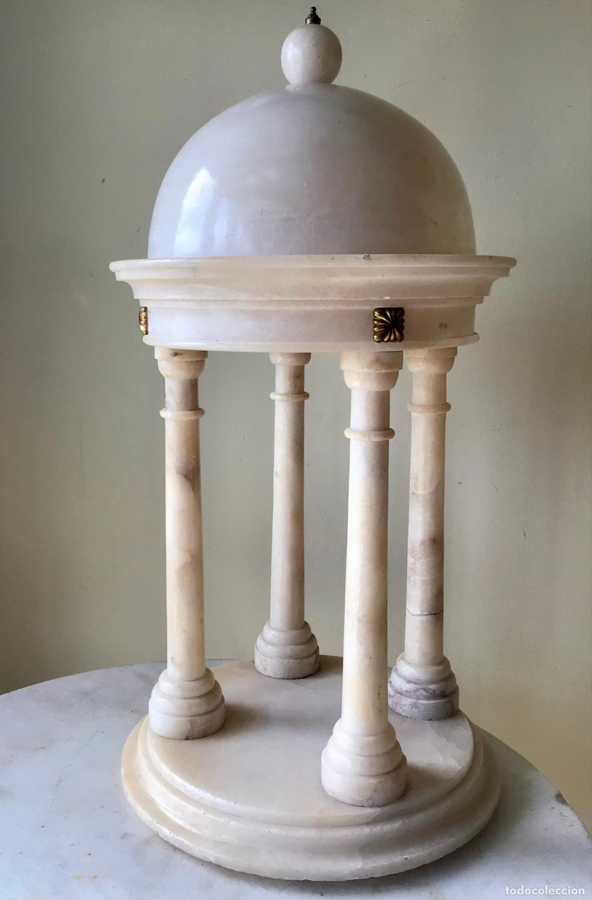 Arte: ANTIGUO TEMPLETE- LAMPARA, GRAN DIMENSION , EN MARMOL-ALABASTRO Y BRONCE - 1950