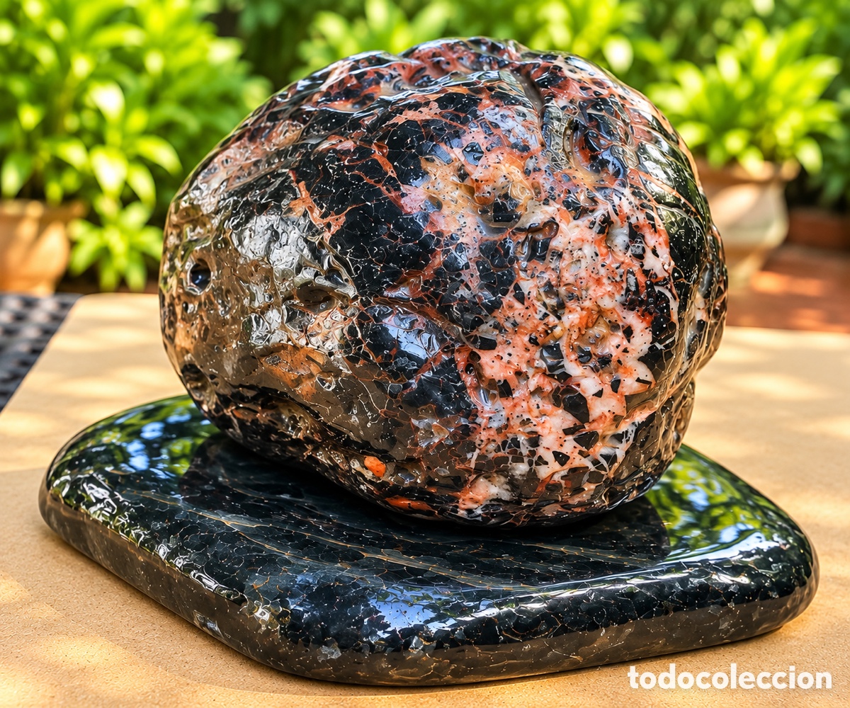 Arte: Memorias del mar Mediterr&aacute;neo 7. Escultura con piedras naturales de la playa.