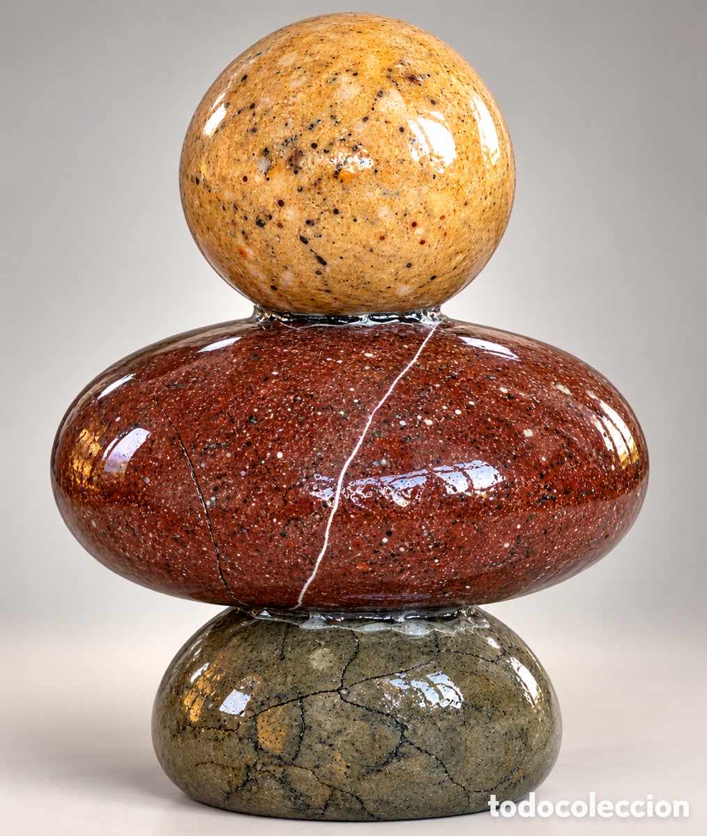 Art: Memoria del Mediterr&aacute;neo 8. Escultura con piedras naturales de la playa.
