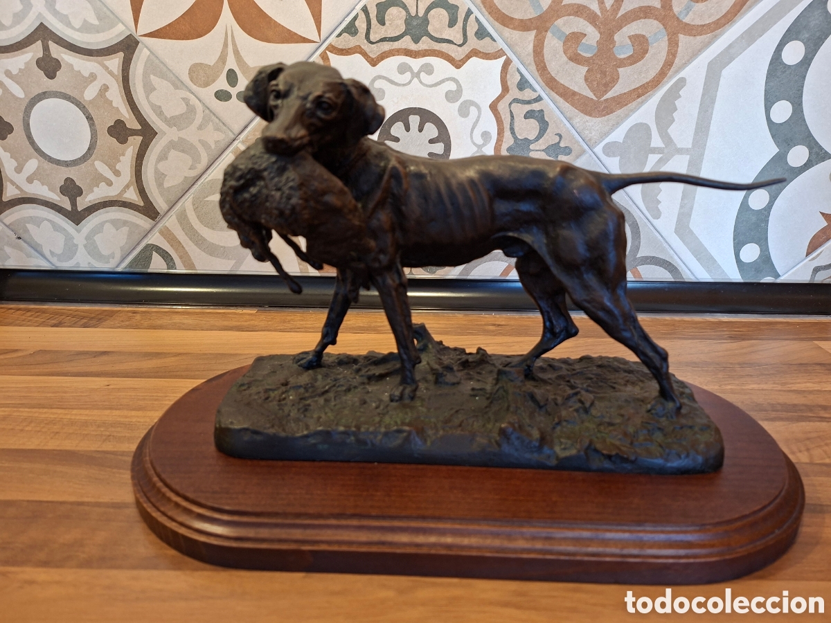 Arte: Perro de Caza con Liebre - J. Moigniez, S. XIX