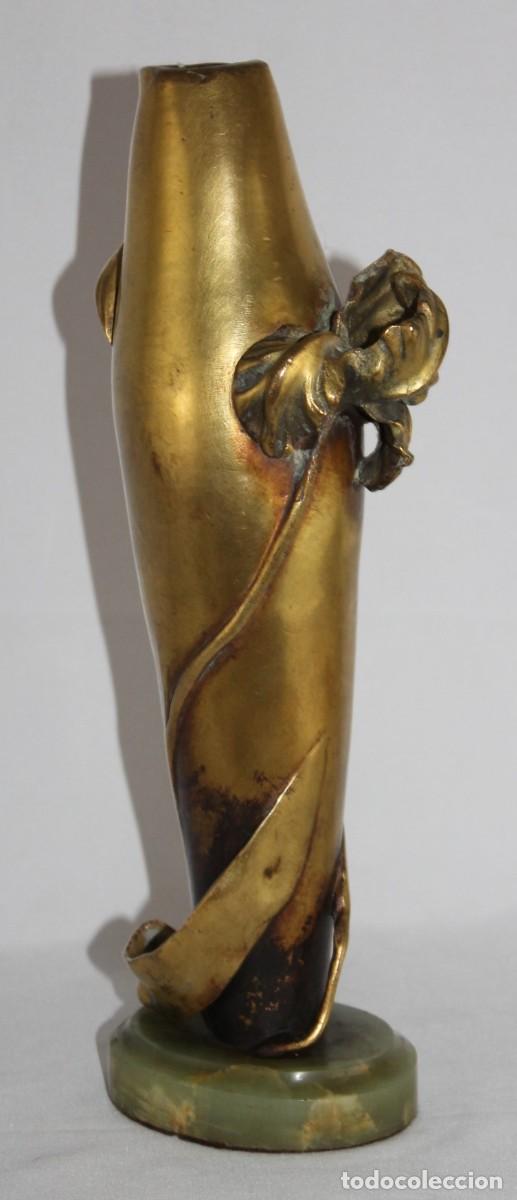 Arte: Marius Mars Vallett (1869-1957). Escultura jarr&oacute;n Art Nouveau en bronce. Base de &oacute;nix.