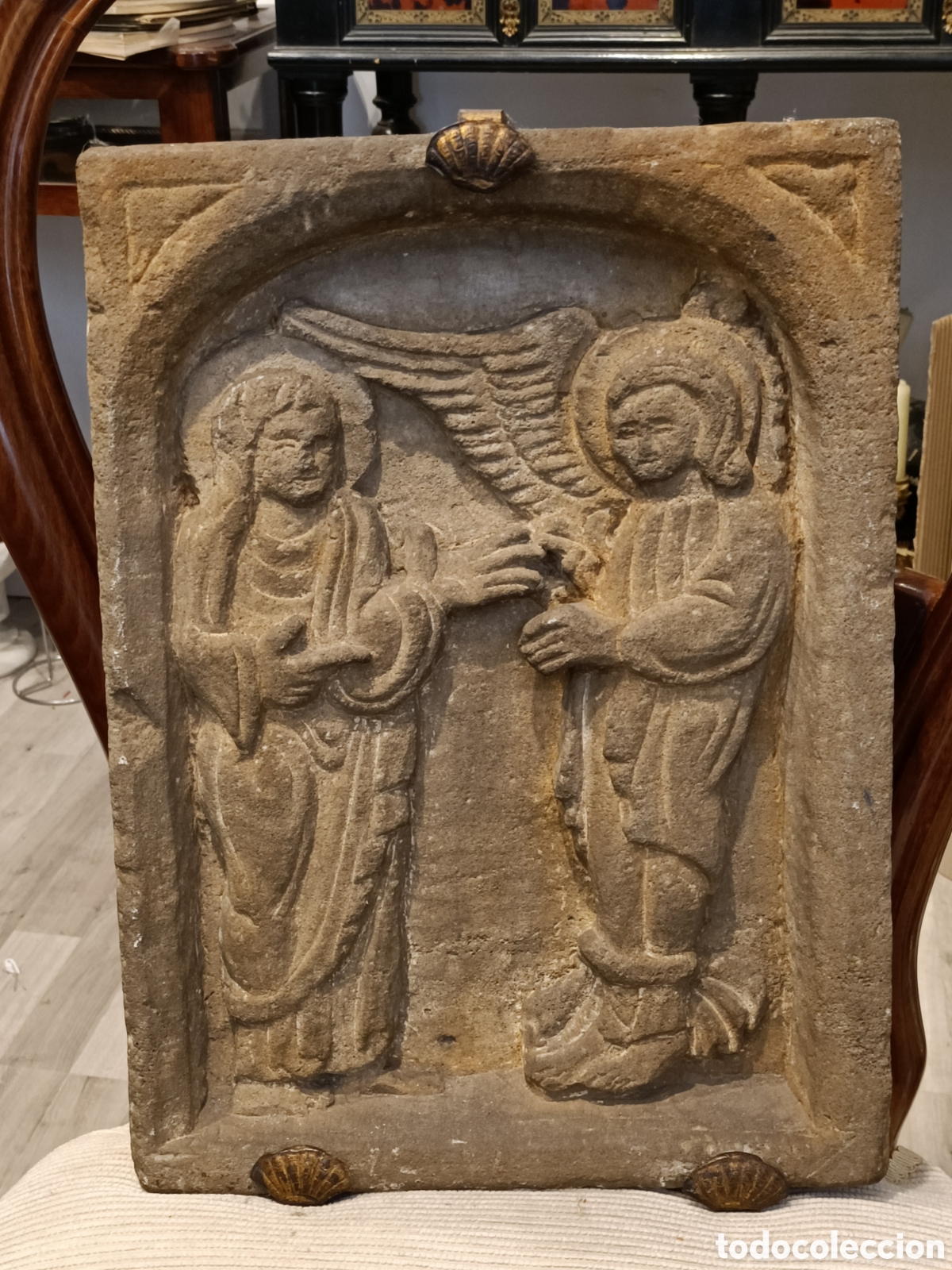 Arte: Relieve en piedra, anunciaci&oacute;n, finales del XIX, principios del XX.