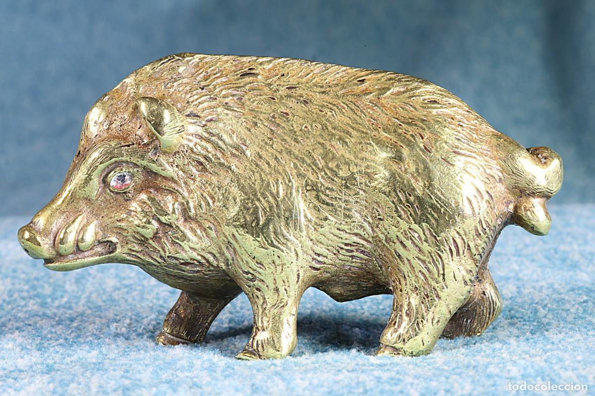 Arte: Escultura Jabal&iacute; de bronce. Peque&ntilde;a. Small bronze wild boar sculpture.