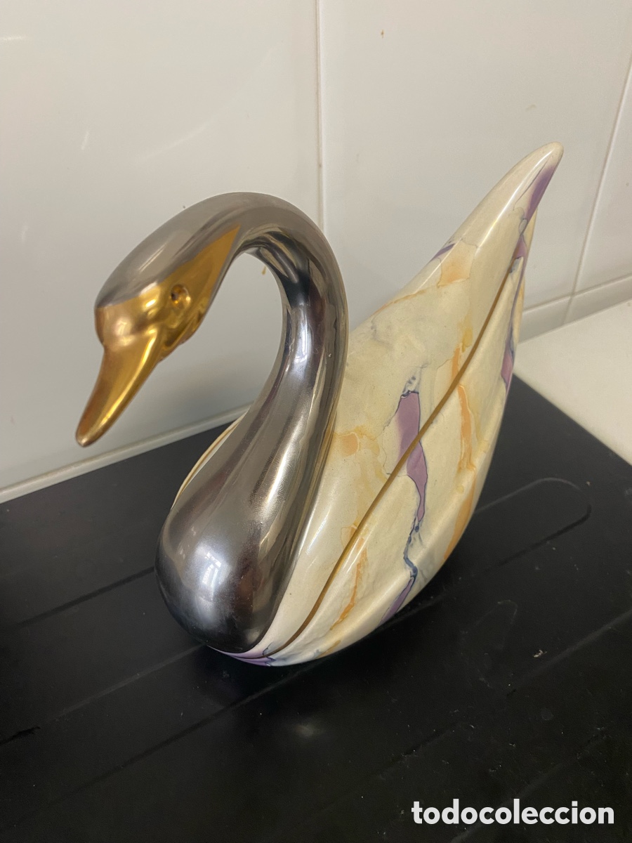 Arte: Figura de cisne vintage porcelana DAVOR