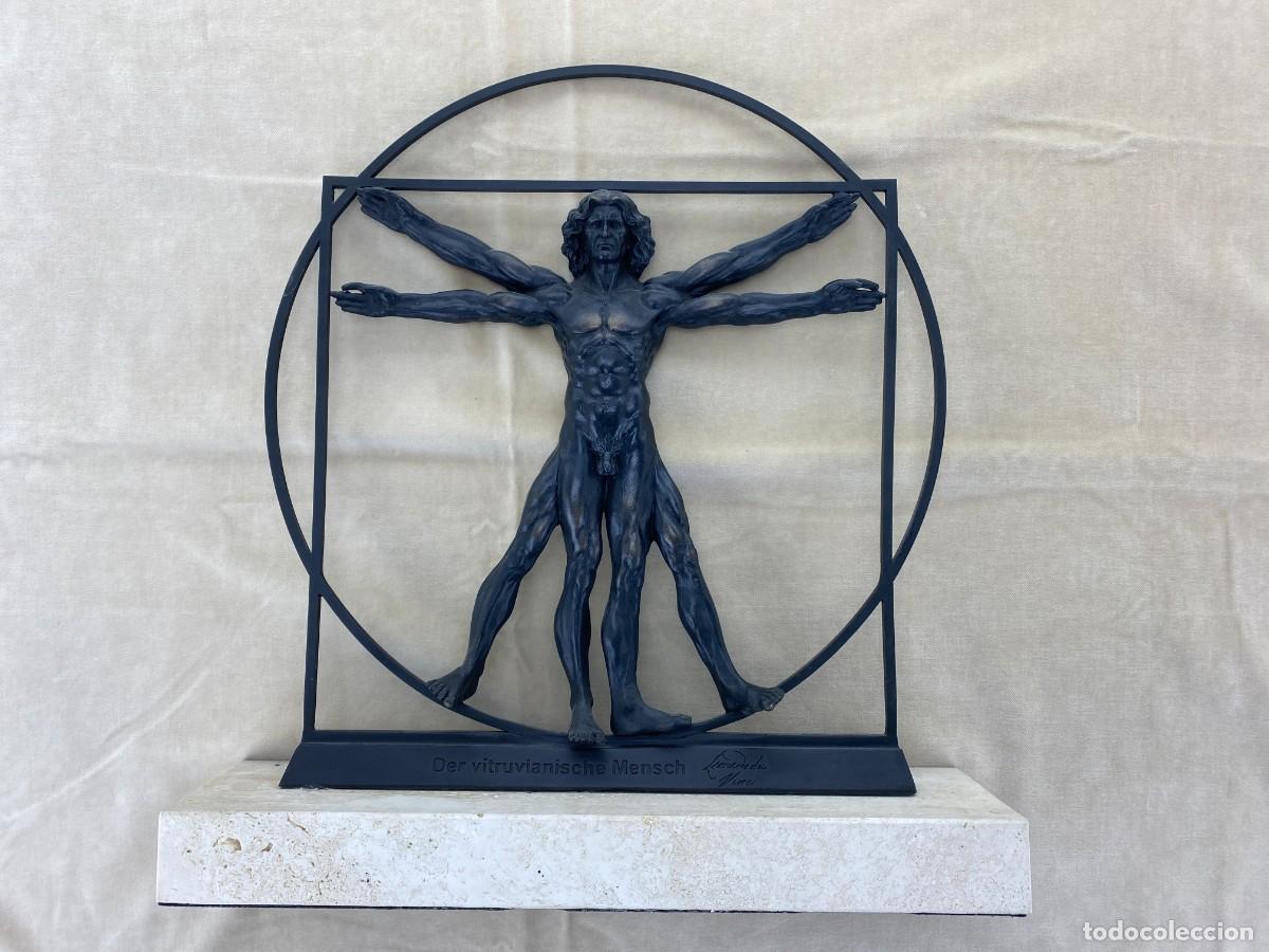 Arte: Hombre de Vitruvio Leonardo da Vinci, bronce sobre m&aacute;rmol, Skel Art, N&ordm; 1/450