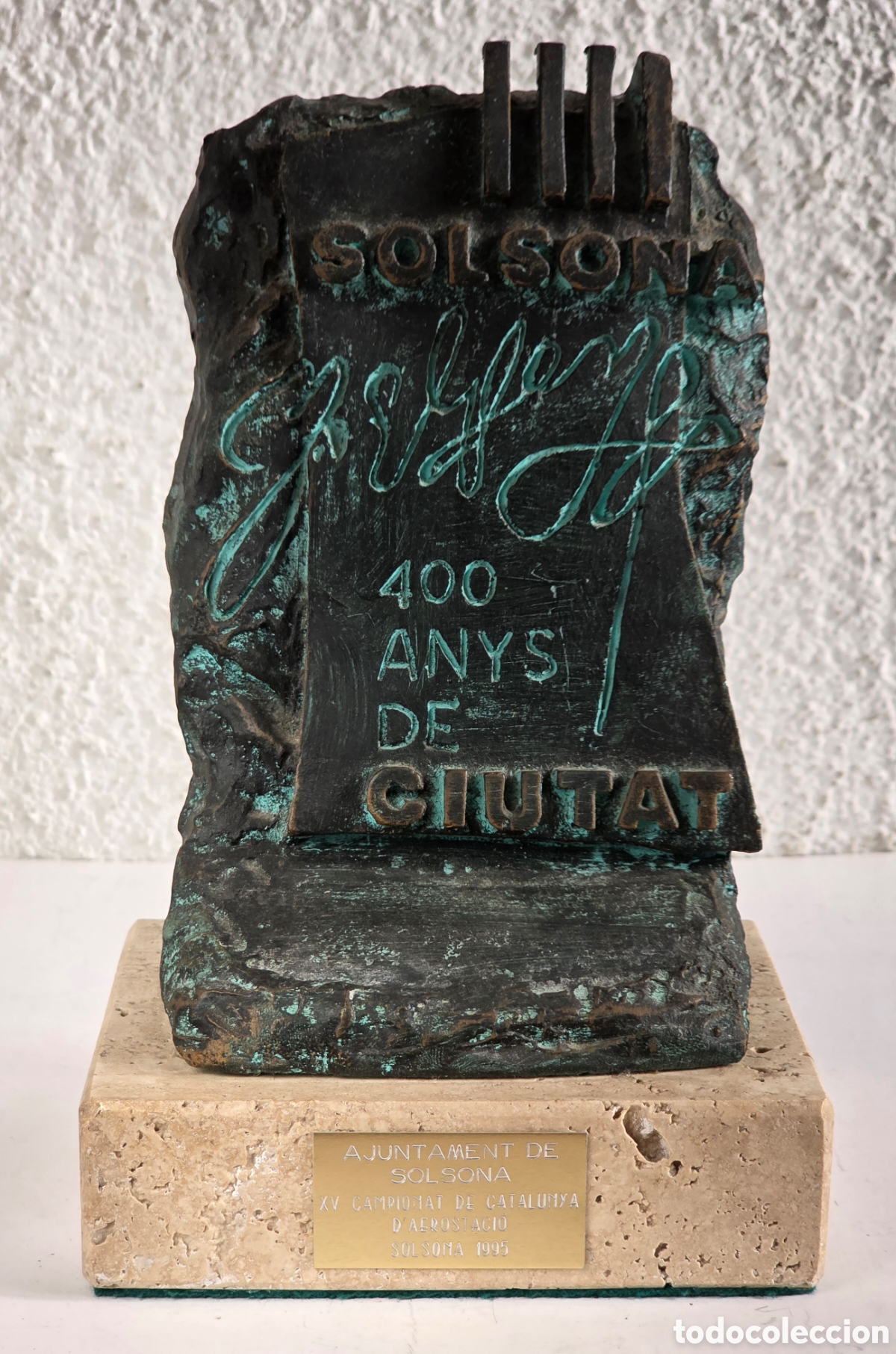 Arte: Escultura Trofeo Aeroestaci&oacute;n Solsona 400 Anys de Ciutat - Lleida - Decoraci&oacute; Catalunya 4 Barres
