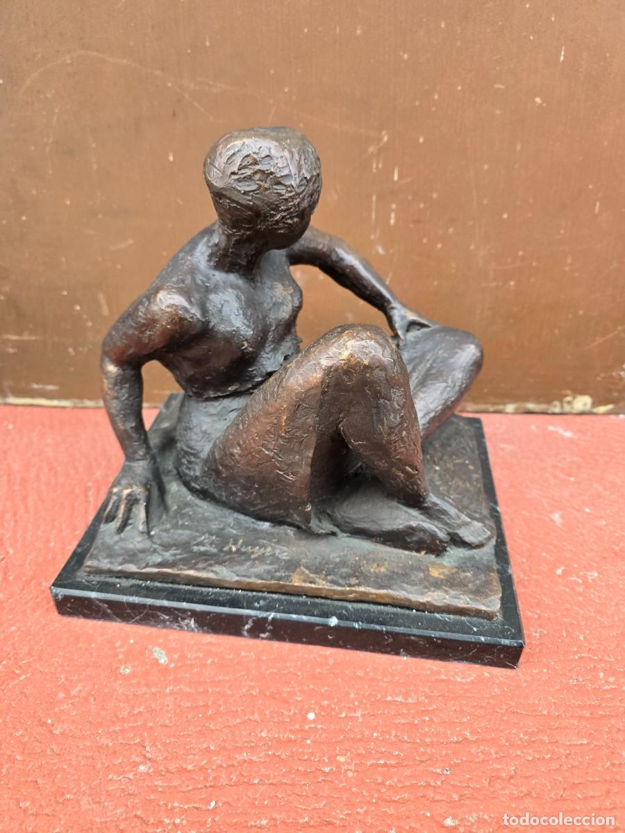Arte: MANOLO HUGUE Escultura de bronce MUJER DESNUDA