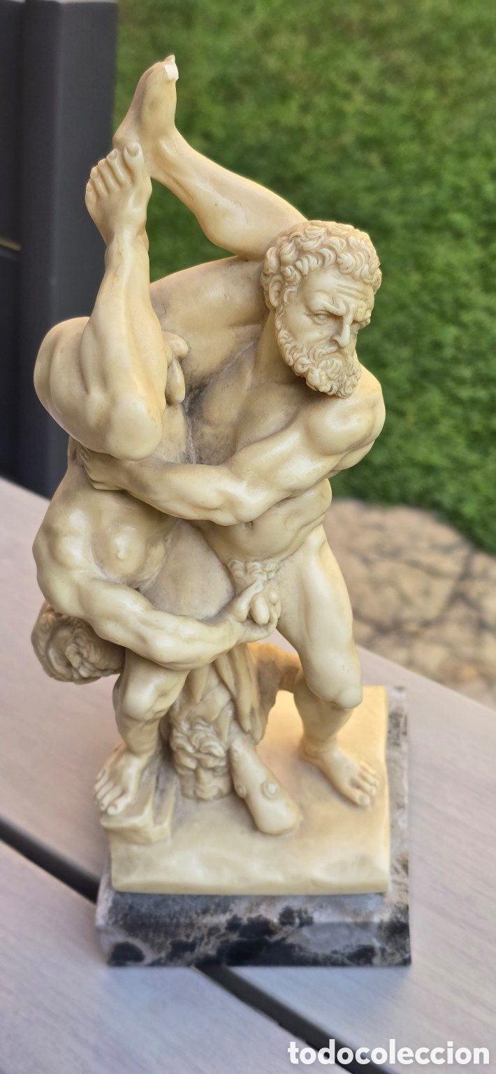 Arte: Escultura H&eacute;rcules y Diomedes &ndash; G. Ruggeri &ndash; Italia &ndash; Base marm&oacute;rea &ndash; 22 cm