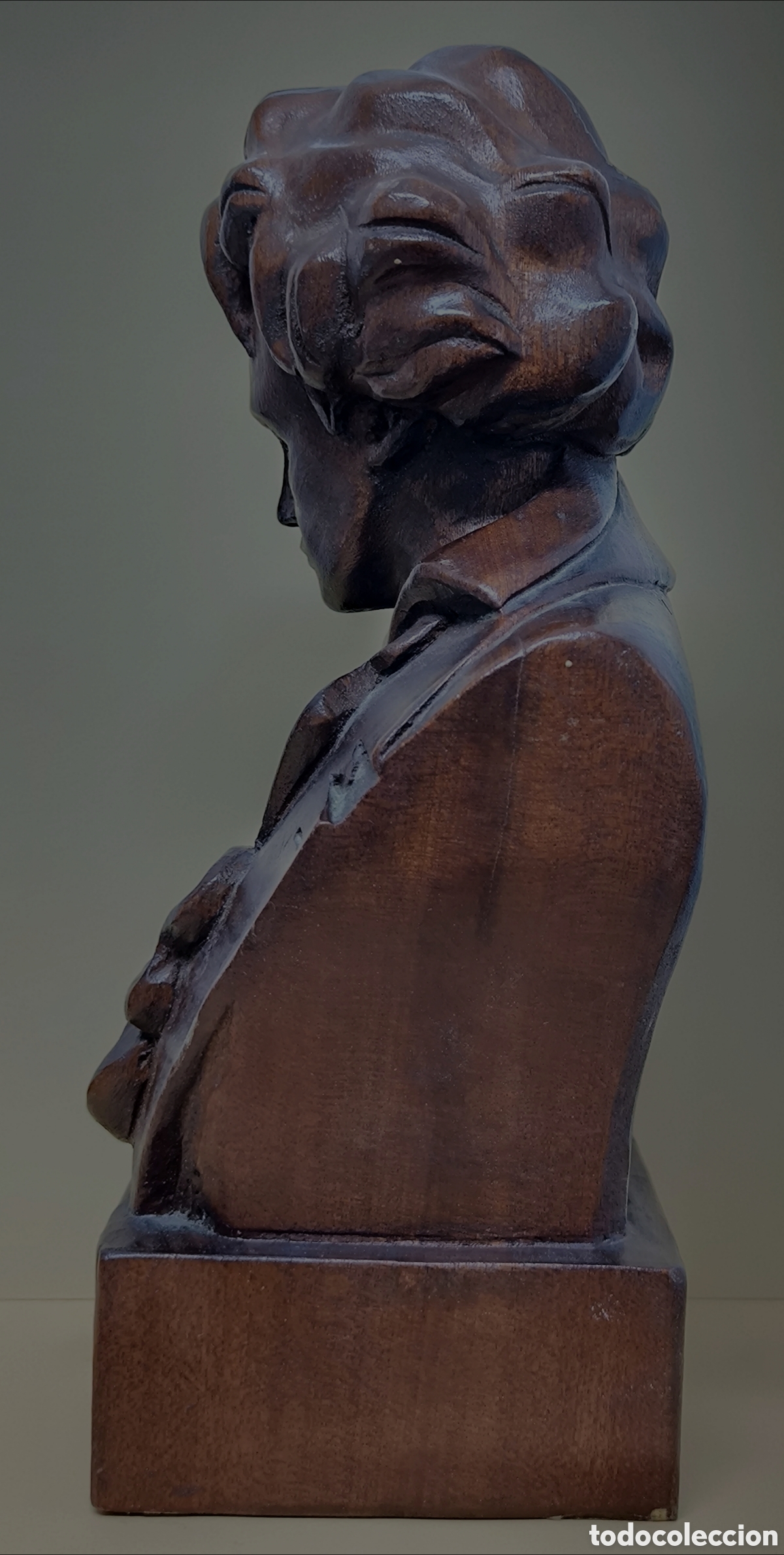 Arte: BUSTO BEETHOVEN MADERA TALLADA A MANO - Foto 3