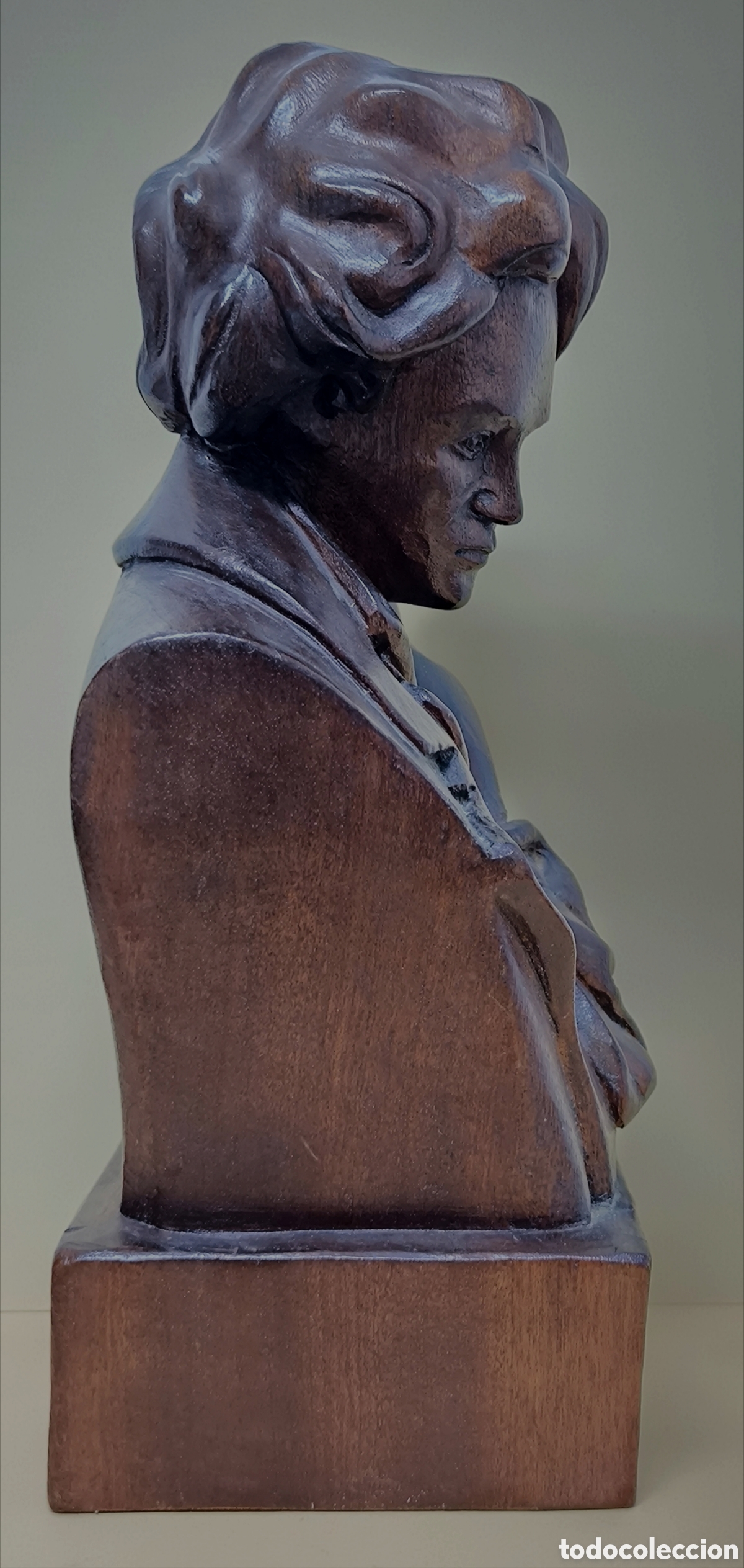 Arte: BUSTO BEETHOVEN MADERA TALLADA A MANO - Foto 5