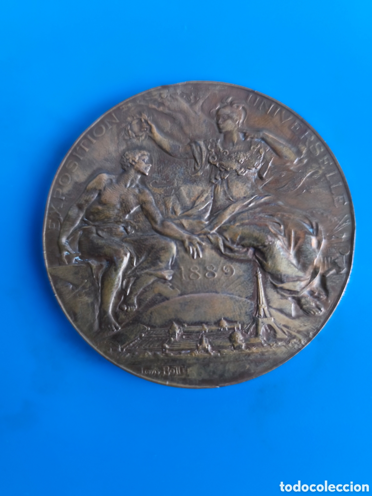 Arte: Medalla bronce exposici&oacute;n 1889 - Foto 1