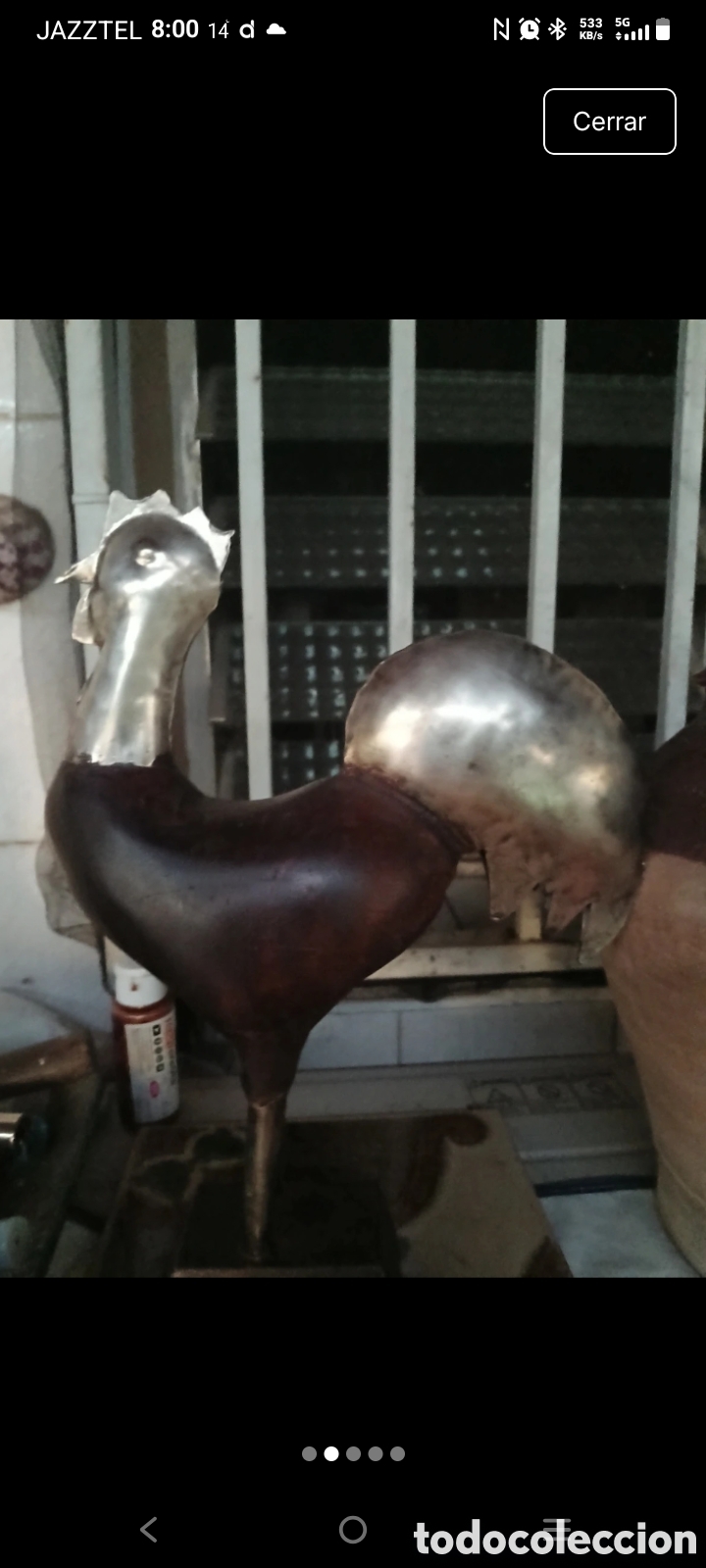 Arte: Escultura Gallo Madera y Metal Rustico