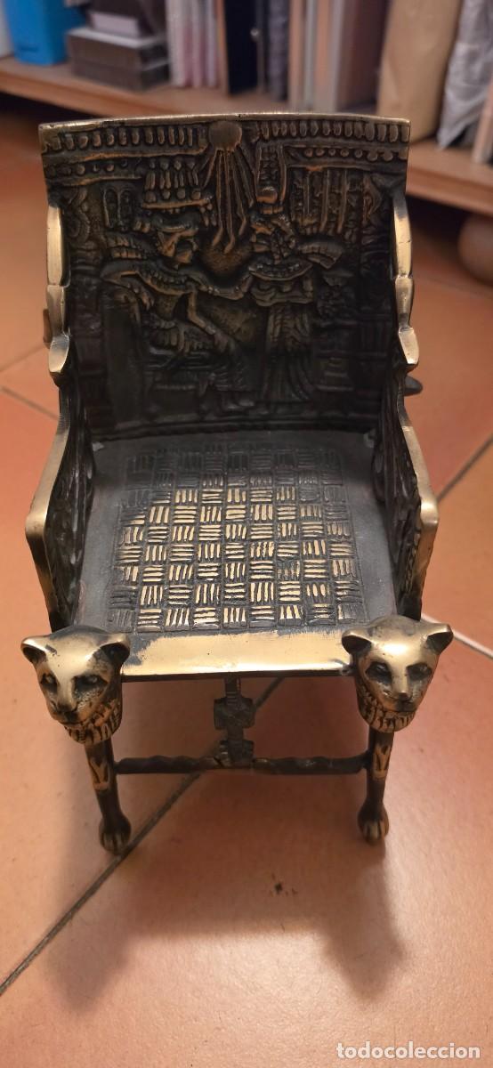 Arte: Preciosa replica antigua trono tutankamon en bronce mucho detalle