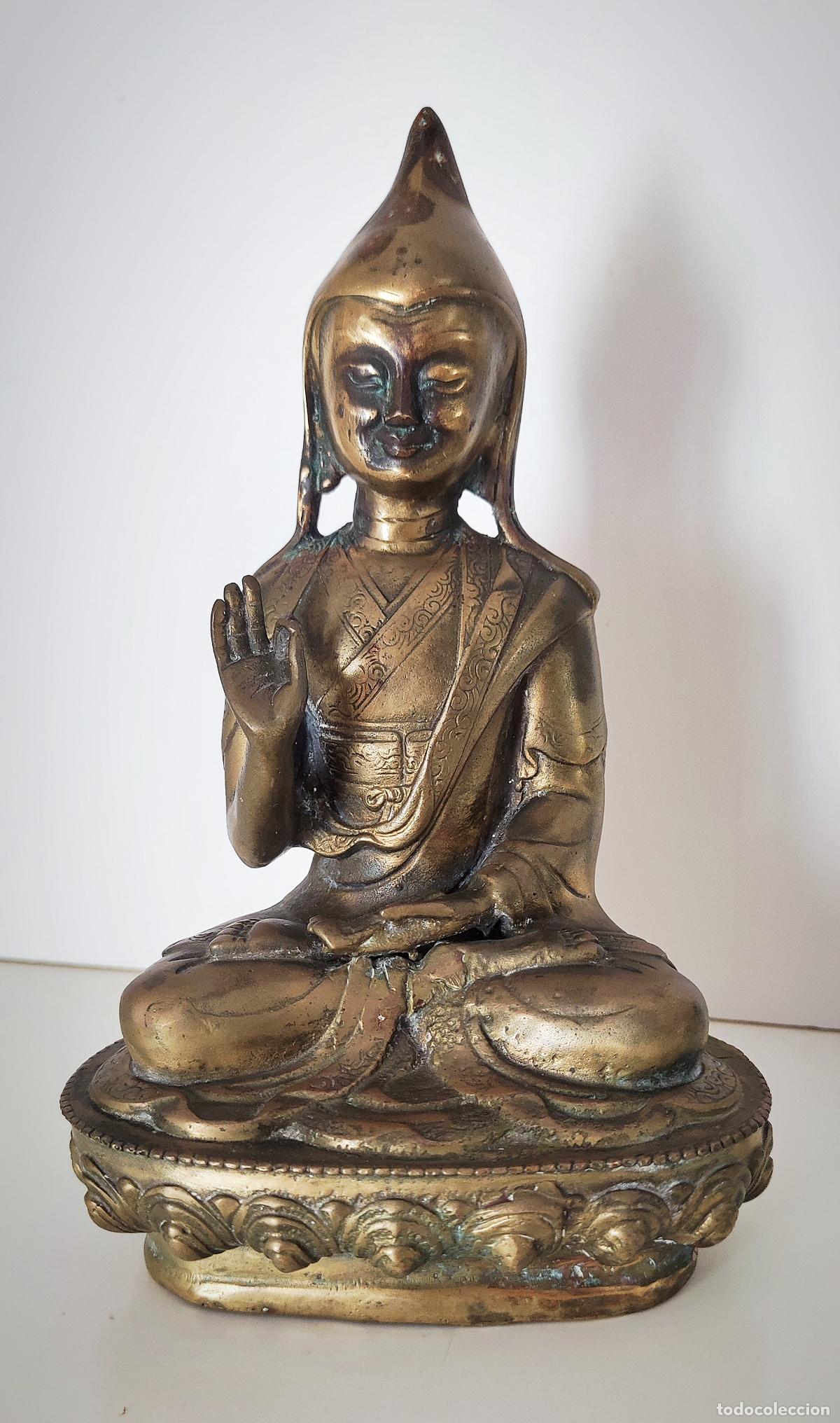 Arte: ANTIGUO BUDA TIBETANO EN BRONCE - 21 CM ALTURA PESO 1 KG APROX