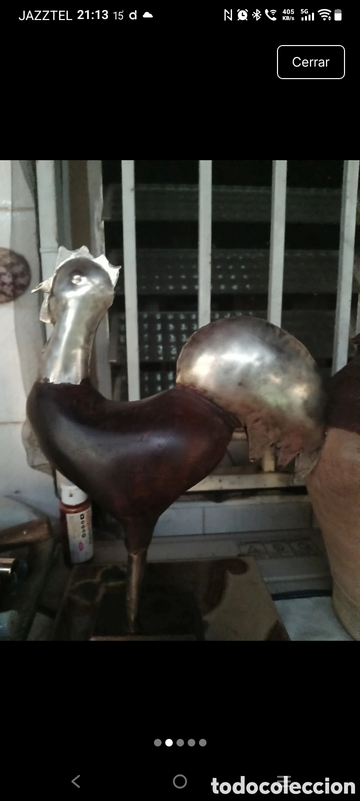 Arte: Escultura Gallo Madera y Metal Rustico