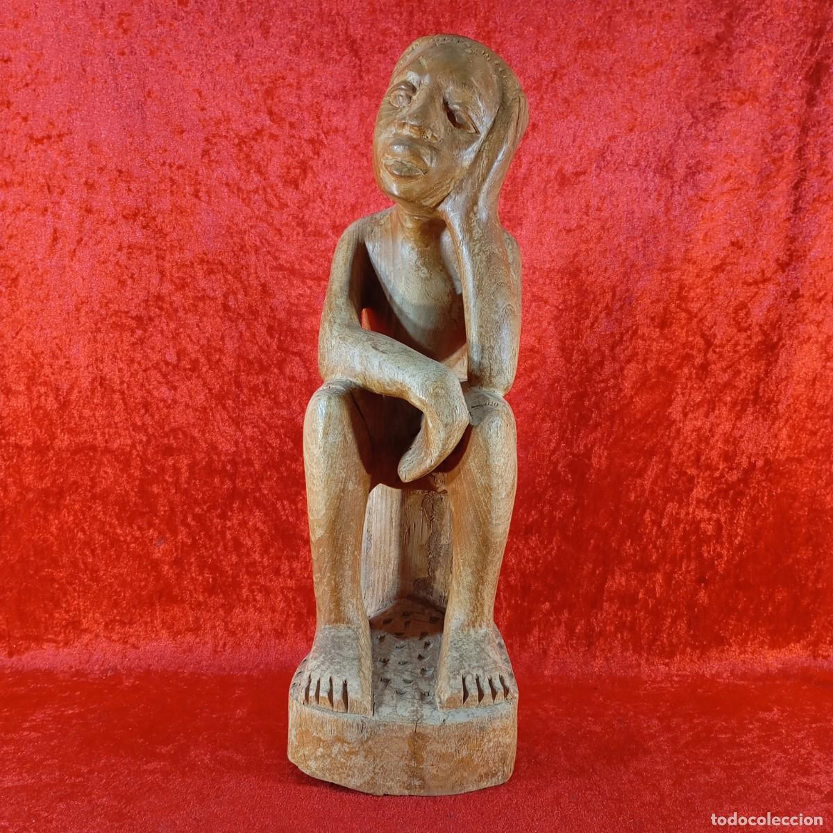 Arte: FIGURA VINTAGE - TALLADA EN MADERA - TONO NATURAL - SIGLO XX - 45 CM DE ALTO