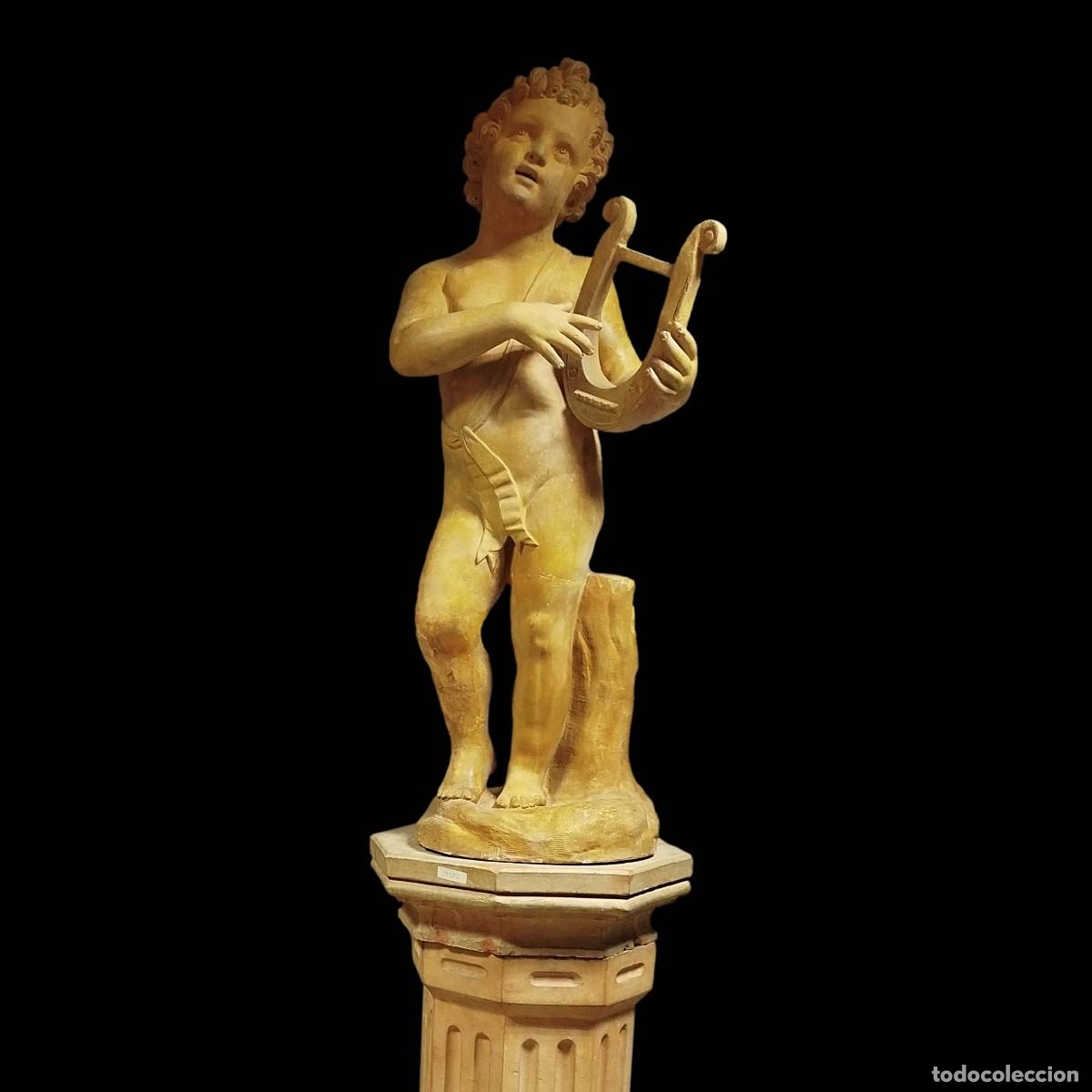 Arte: ESCULTURA TERRACOTA ANTIGUA NI&Ntilde;O MUSICO CON LIRA