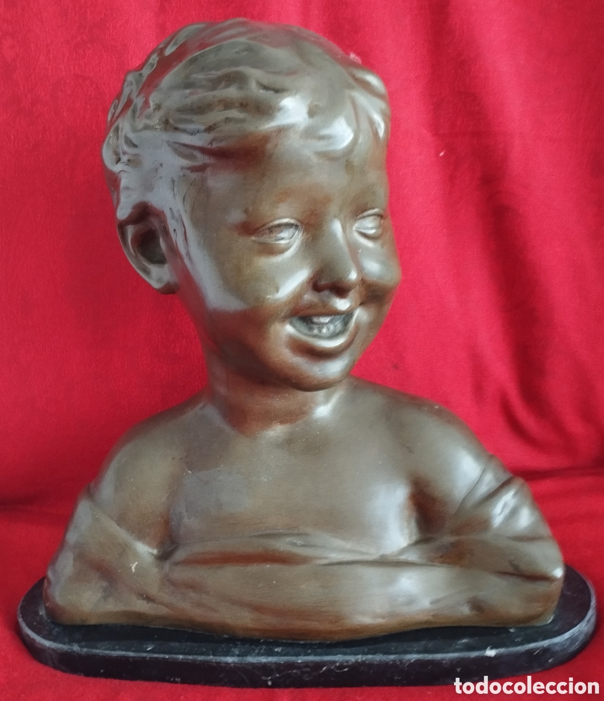 Arte: Gran Busto Ni&ntilde;o Bronce. - Foto 2