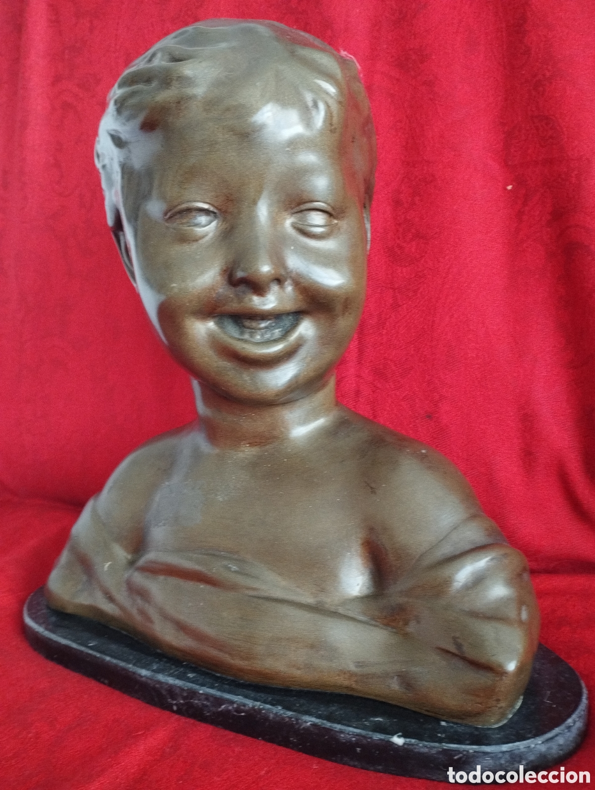 Arte: Gran Busto Ni&ntilde;o Bronce. - Foto 3