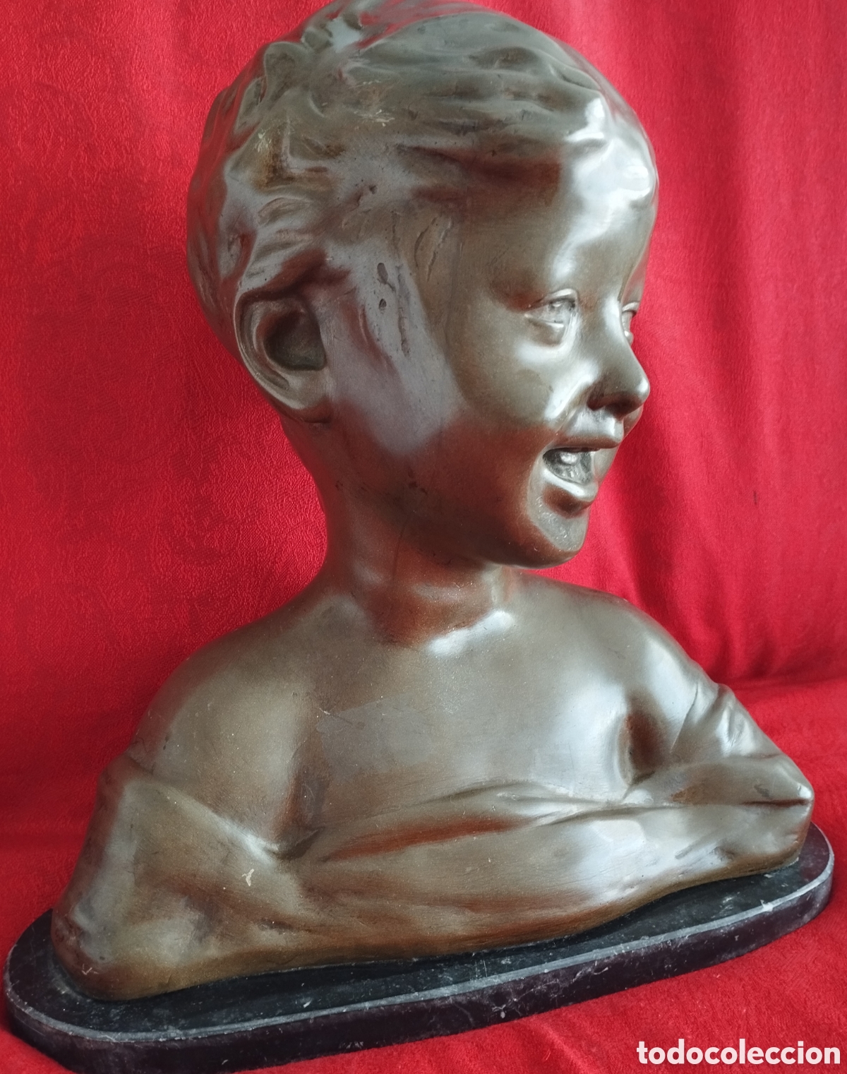 Arte: Gran Busto Ni&ntilde;o Bronce. - Foto 4