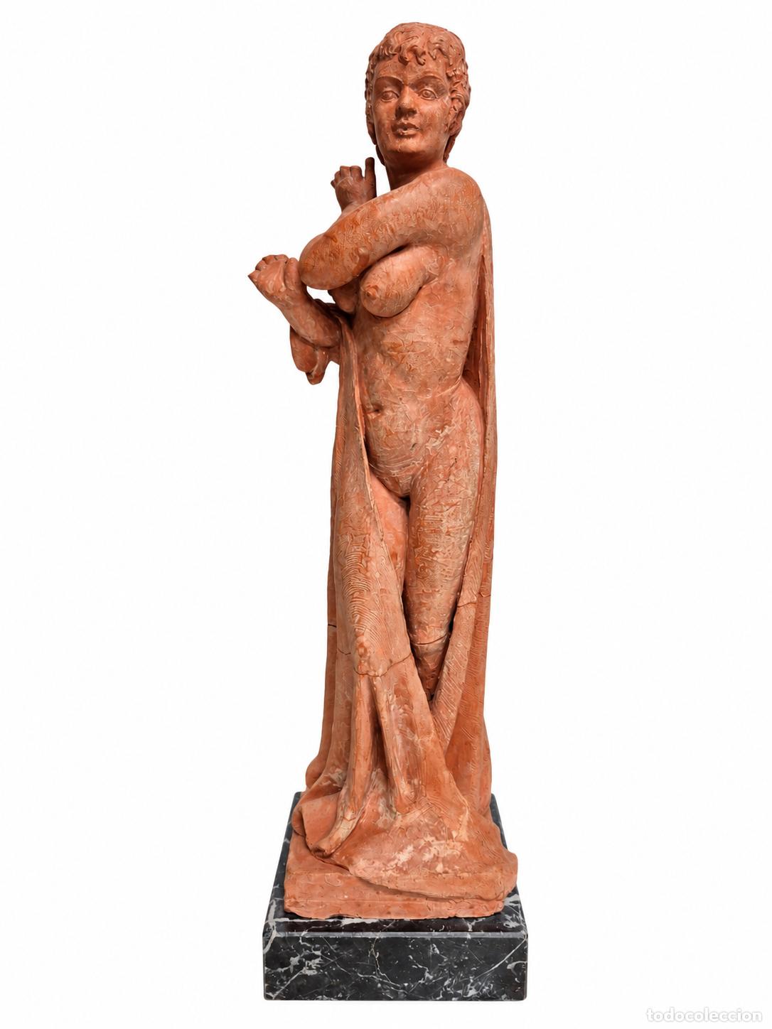 Arte: Escultura, Desnudo Femenino con un Manto con Pliegues - Terracota - Firmada, Olot 1999