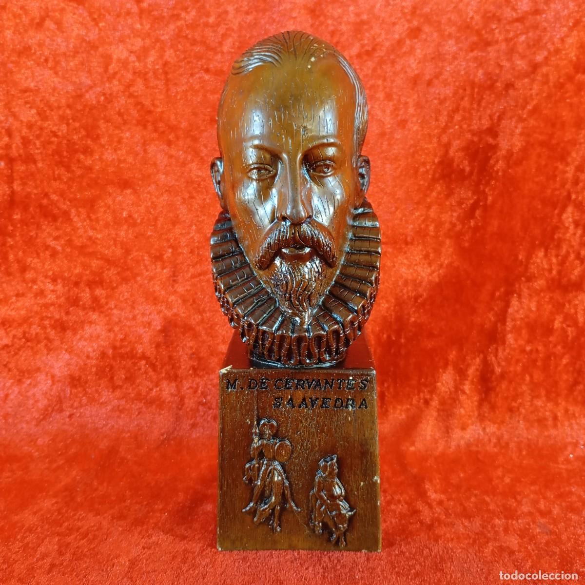Arte: BUSTO VINTAGE DE MIGUEL DE CERVANTES SAAVEDRA - FABRICADO EN RESINA - SIGLO XX - 22 CM DE ALTURA