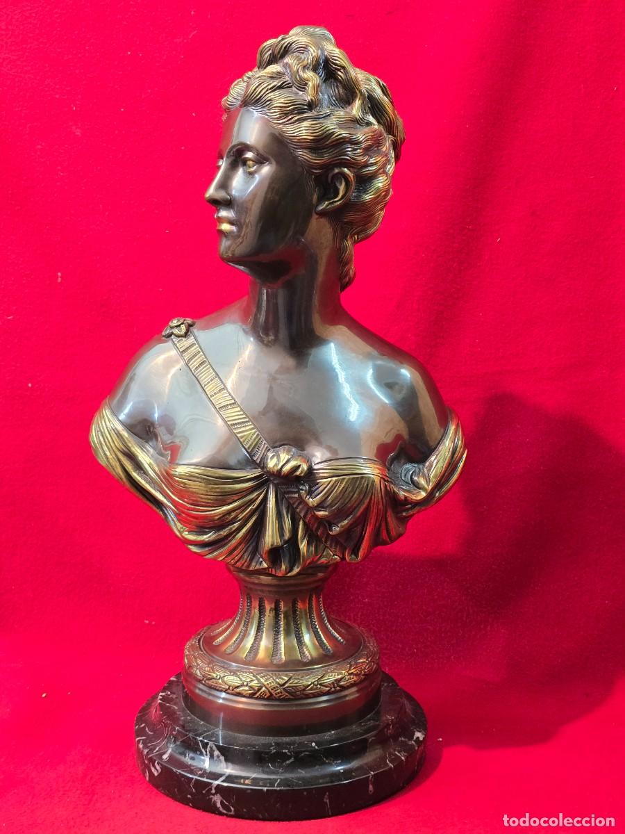 Arte: BUSTO DE MUJER DE BRONCE Y MARMOL