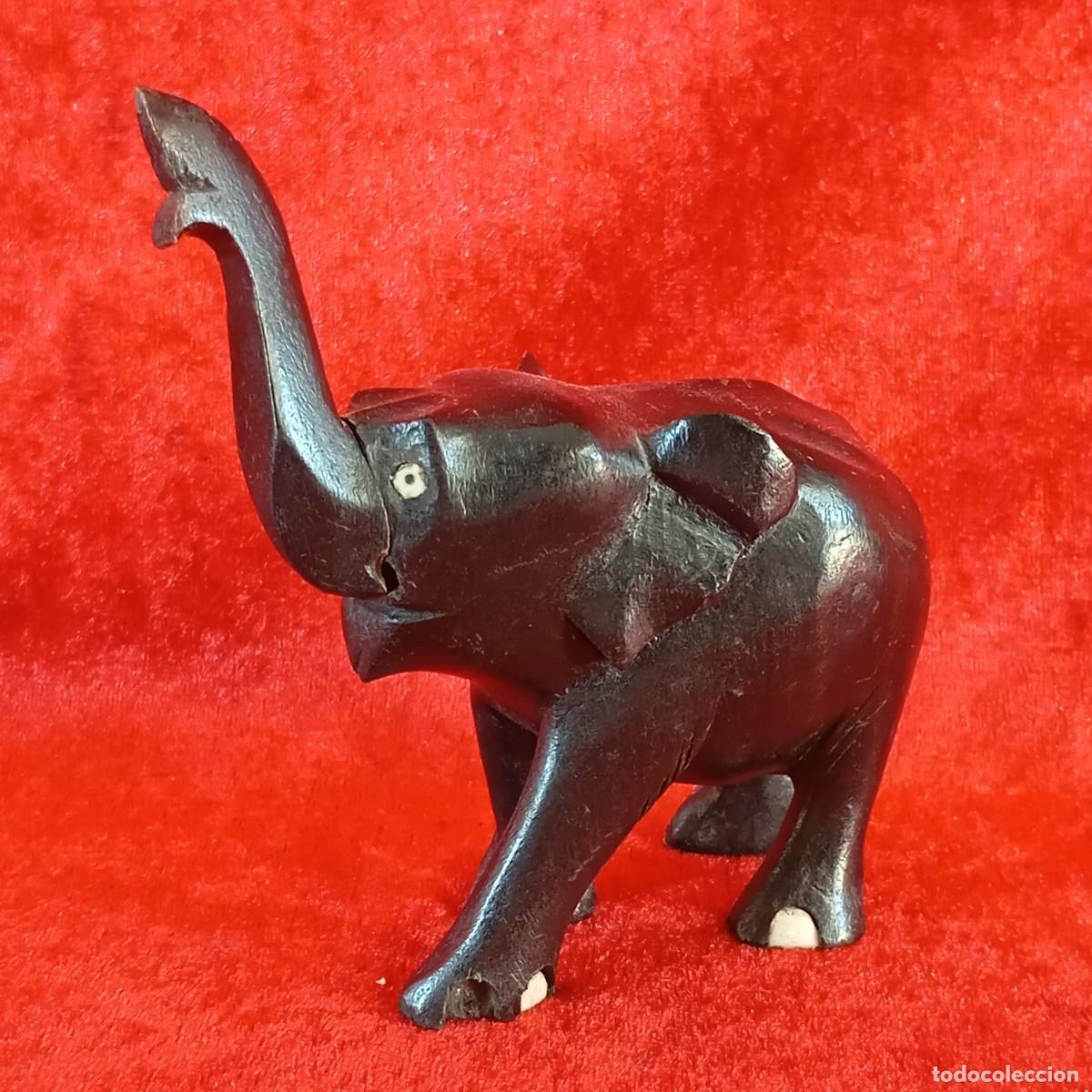 Arte: FIGURA DECORATIVA DE UN ELEFANTE - VINTAGE - TALLADA EN MADERA - SIGLO XX - 11 CM DE ALTO - 24