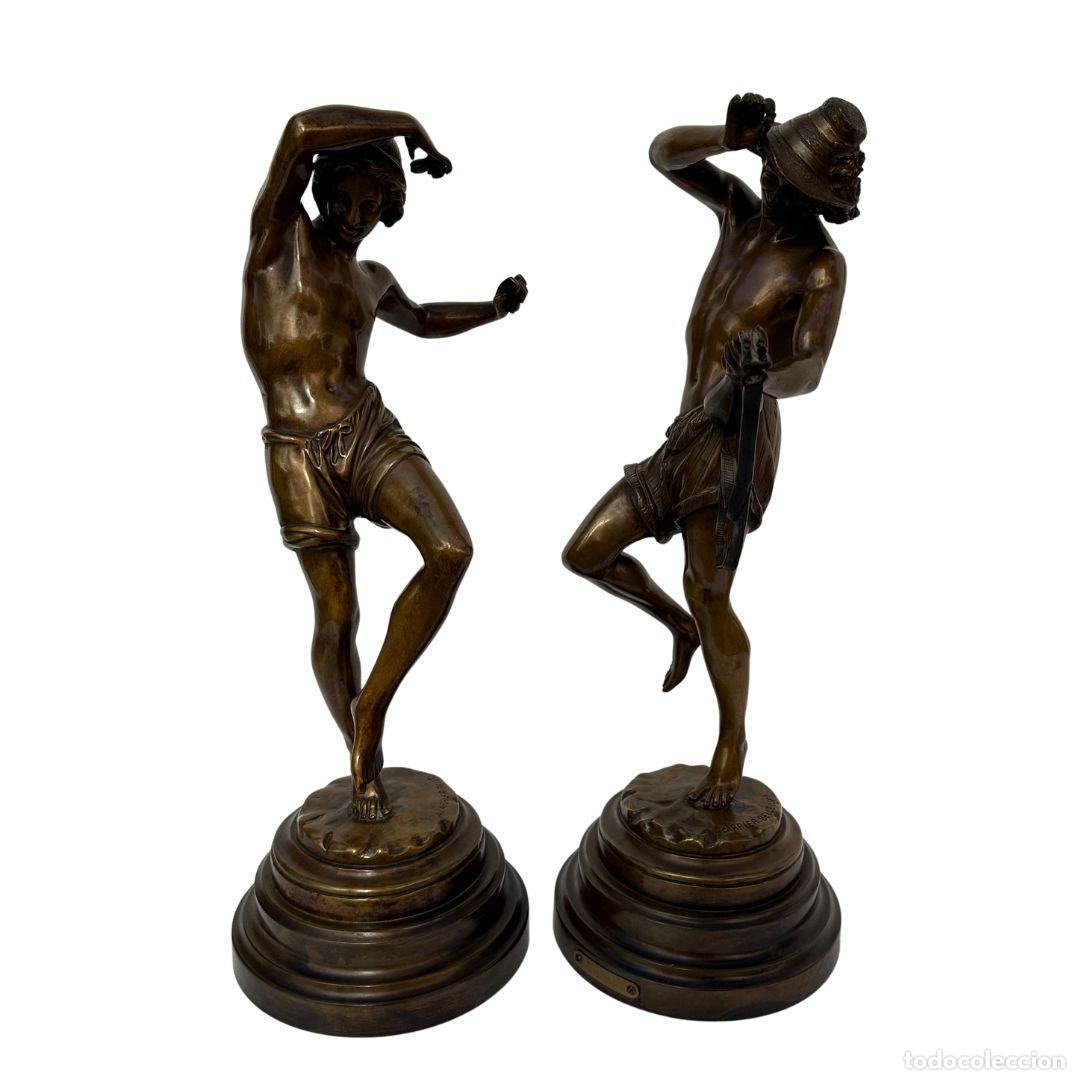 Arte: Pareja de bronces de m&uacute;sico y bailar&iacute;n napolitanos, Albert-Ernest Carrier-Belleuse, Romanticismo fr