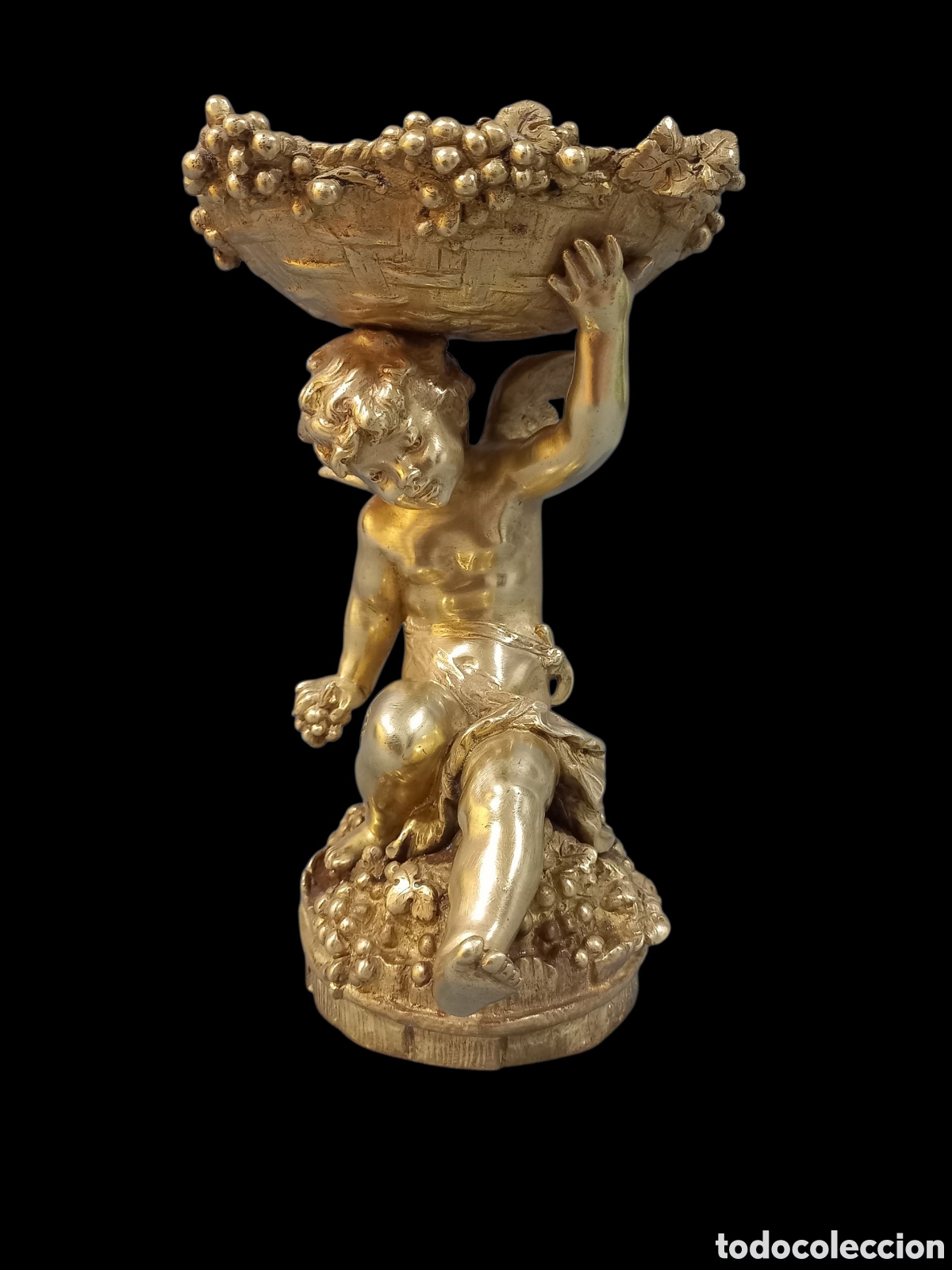 Arte: Centro De Mesa Querub&iacute;n Bronce Dorado Firmado Auguste Moreau