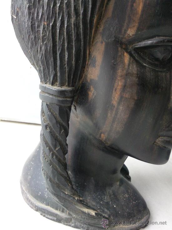 Arte: Pareja de cabezas talladas en madera de &eacute;bano. - Foto 6