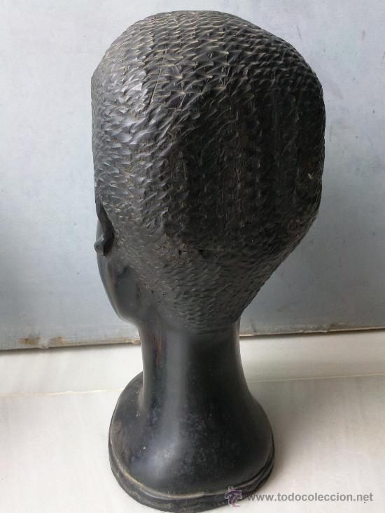 Arte: Pareja de cabezas talladas en madera de &eacute;bano. - Foto 8