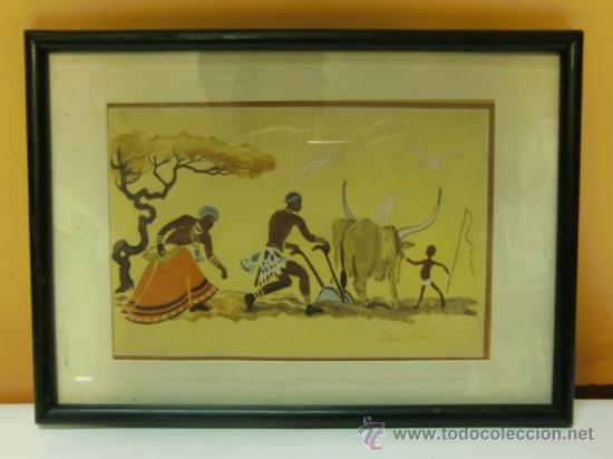 Arte: L&aacute;mina africanos arando - Foto 1
