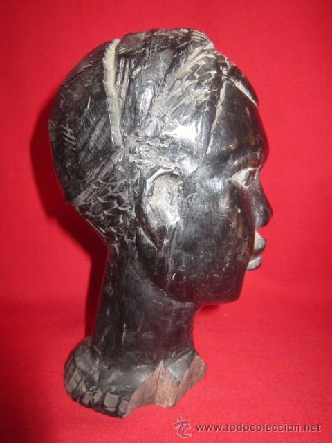 Arte: SS Cabeza de africano en madera de ebano. - Foto 3